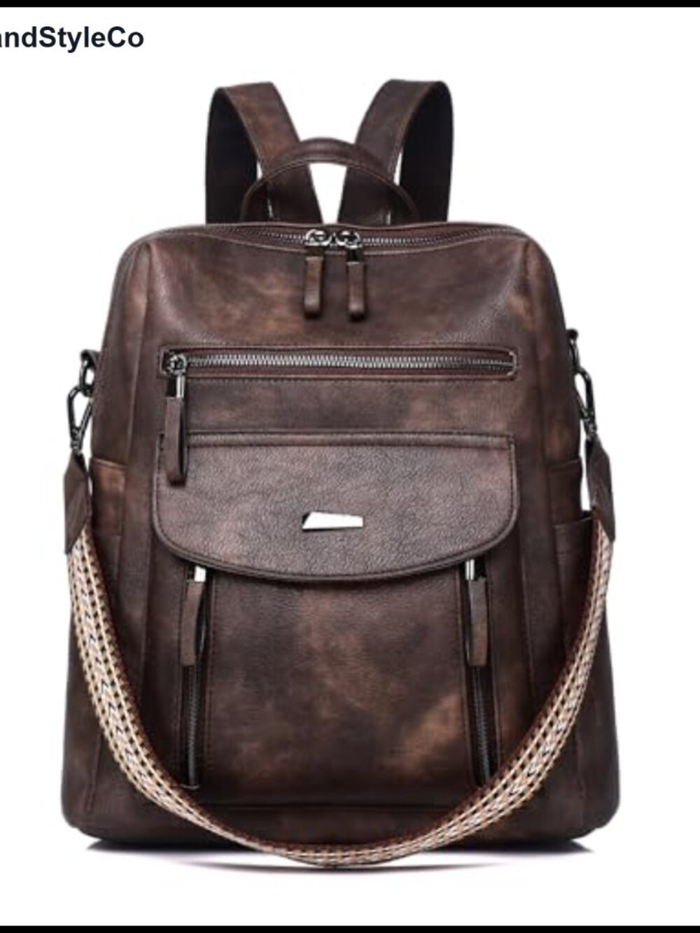 PU Leather Small Backpack Purse for Women Adjustable Multi Pocket